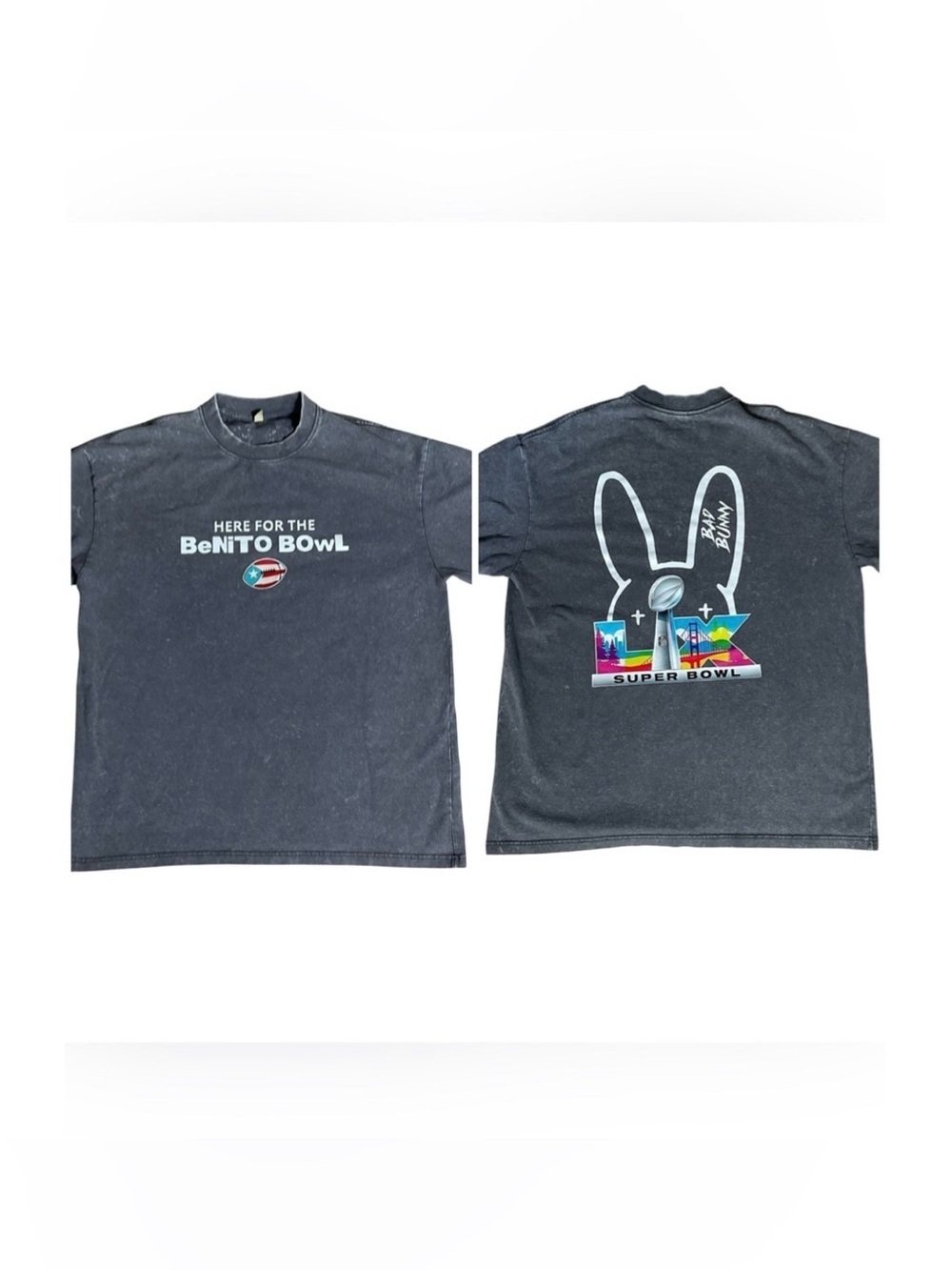 BeNito Bowl Bad Bunny Super Bowl Graphic T-Shirt Cotton Tee size Large